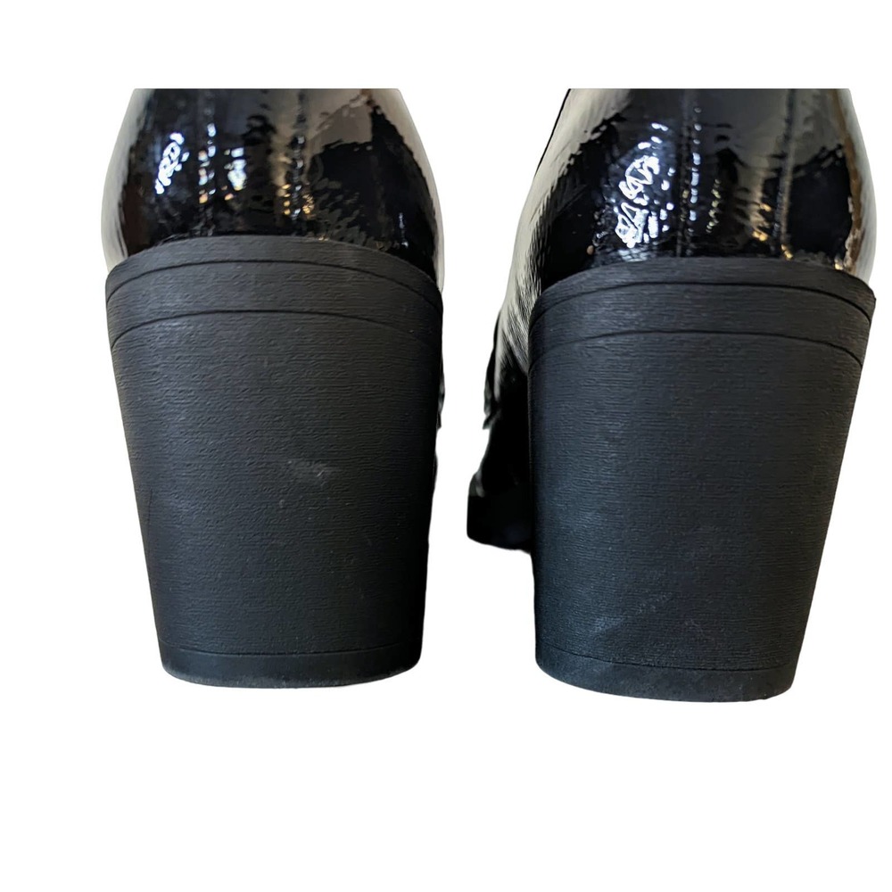 X APPEAL Amara Chunky Heel Oxford Loafer Lug Sole Patent Leather Black 7.5 - Picture 8 of 10